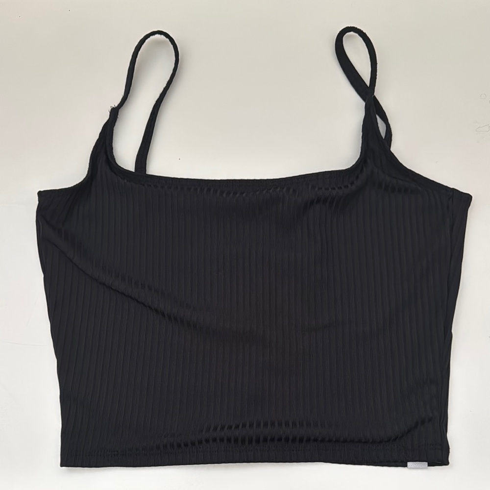 Five the Label Black Ribbed Crop Top